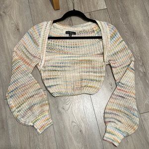 Blue Blush Yours Truly Cropped Rainbow Sweater